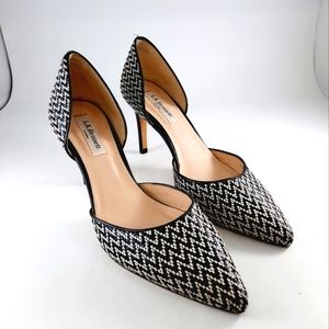 L.K. Bennett London Ladies Black White  Leather Shoe Size 8.5 Made in Spain